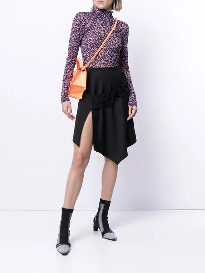 Gathered Detail Asymmetric Skirt