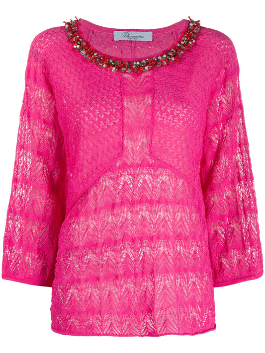 Embellished Decorative Knit Blouse