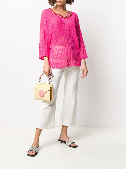 Embellished Decorative Knit Blouse