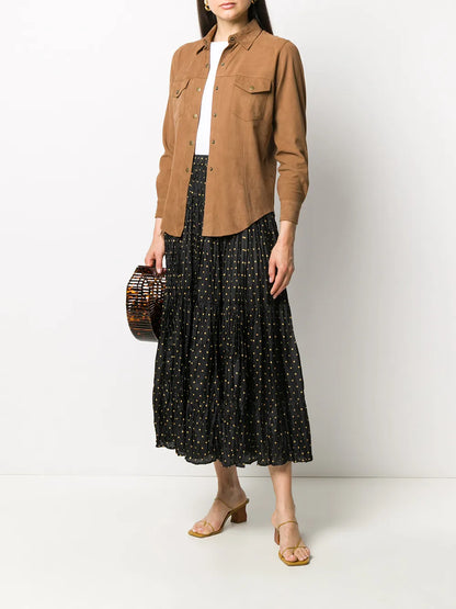 Polka Dot Print Creased Skirt