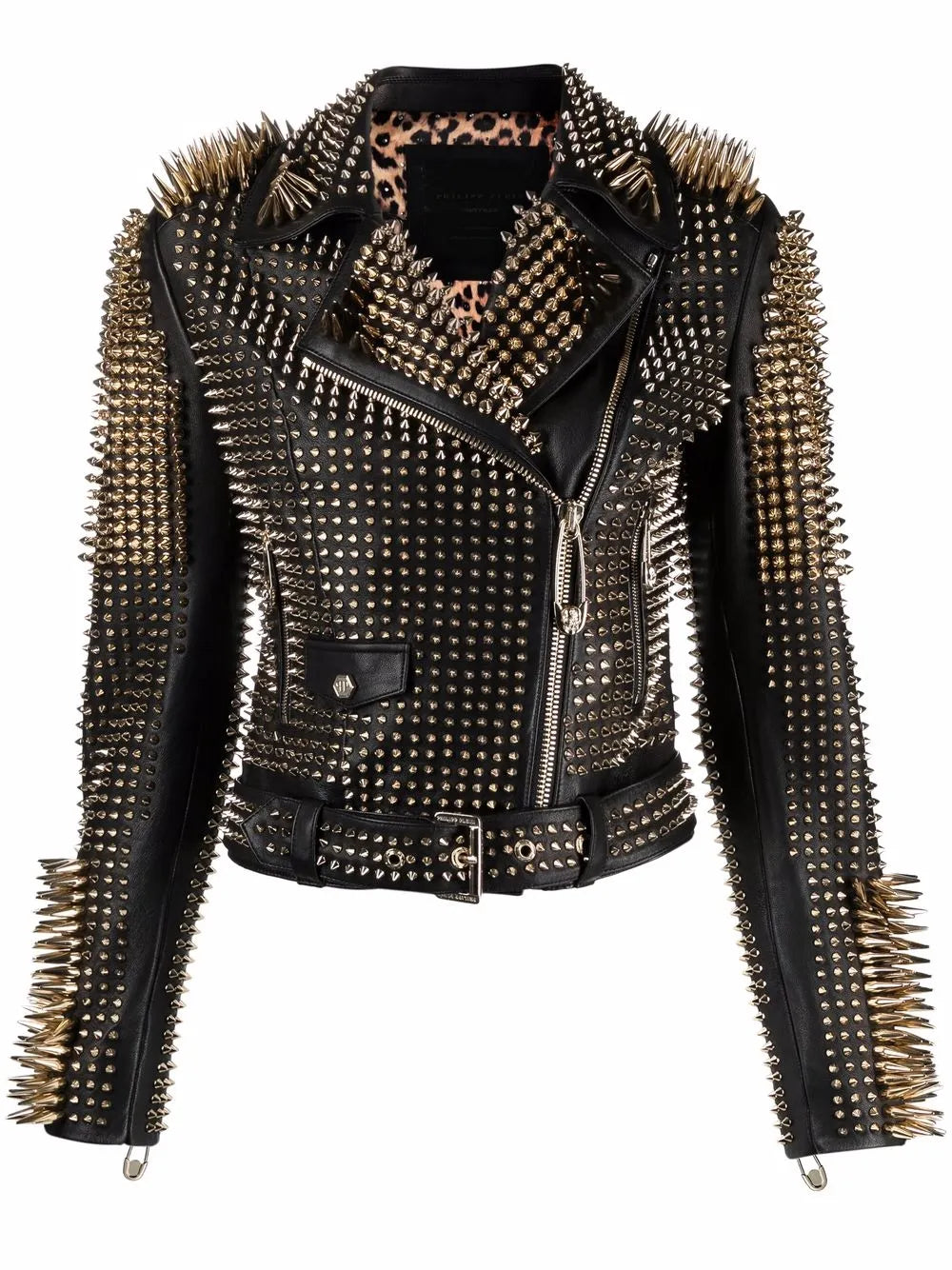 Studded Leather Biker Jacket