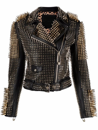 Studded Leather Biker Jacket