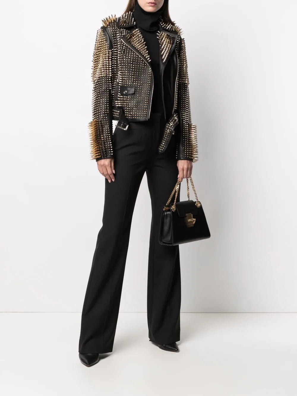 Studded Leather Biker Jacket