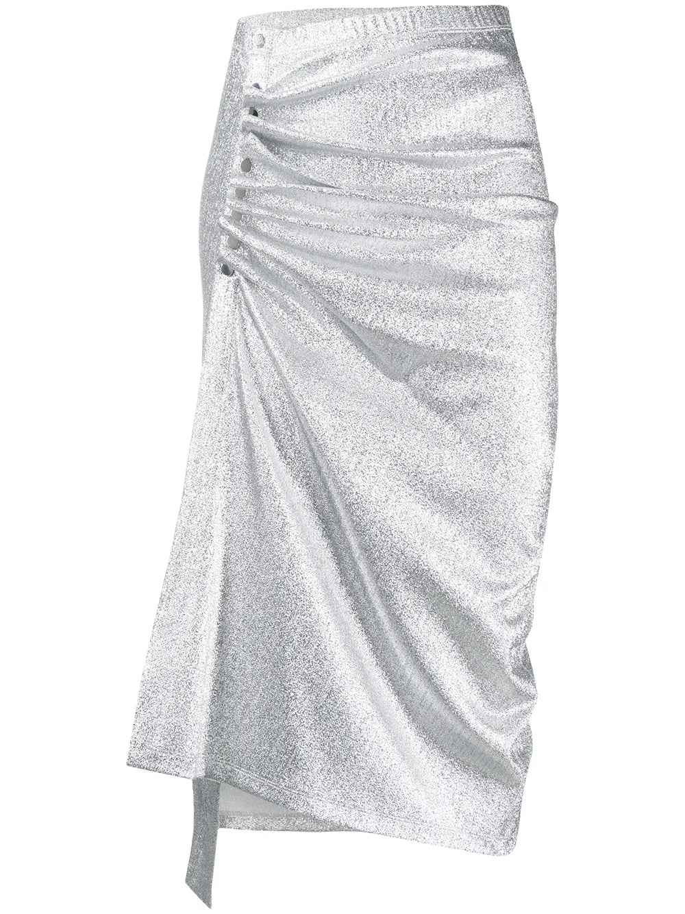 Ruched Metallic Midi Skirt