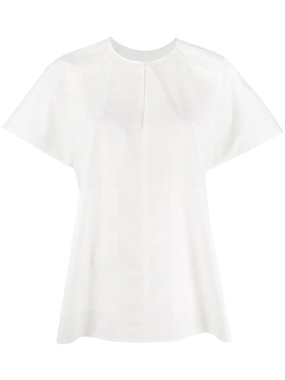 Button-Fastening Short-Sleeve T-Shirt