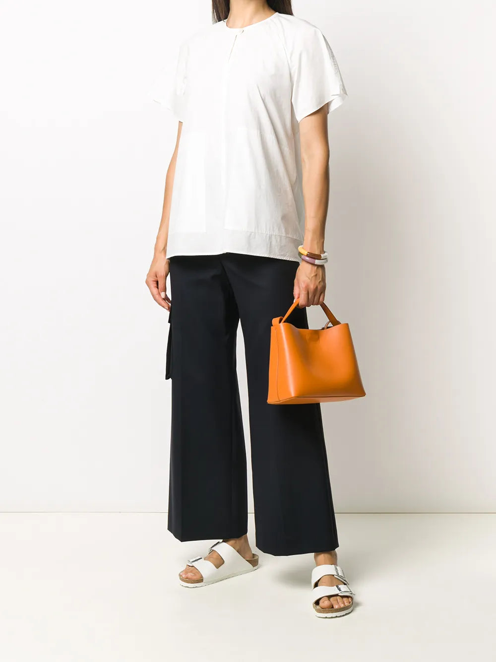 Button-Fastening Short-Sleeve T-Shirt
