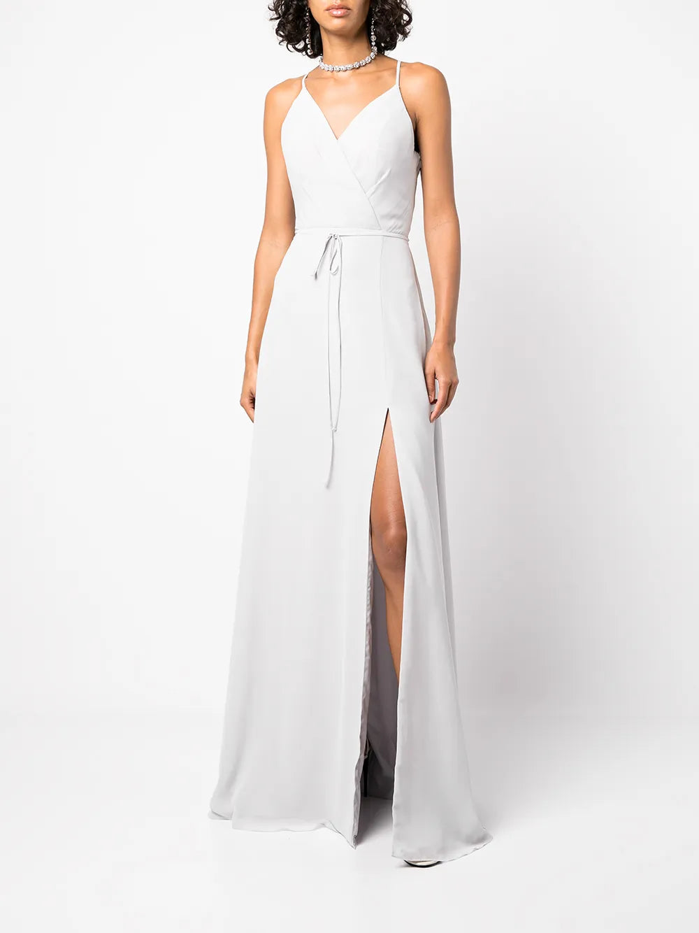 Halterneck Tie-Waist Evening Gown
