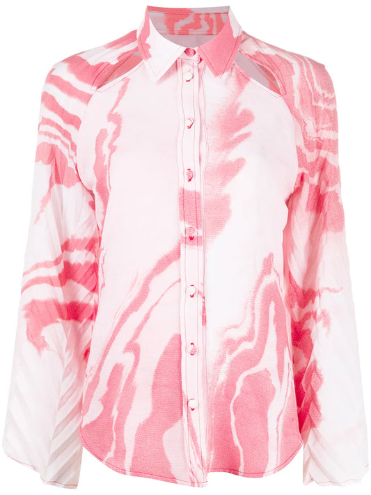 Cutout Abstract-Print Shirt