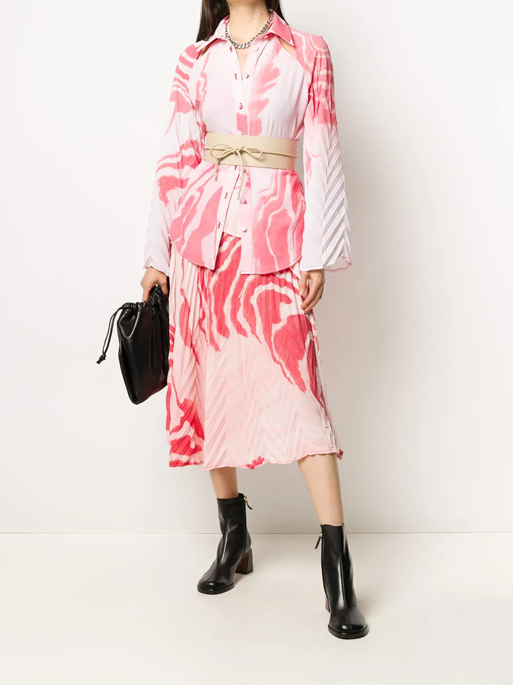 Abstract-Print Pleated Skirt