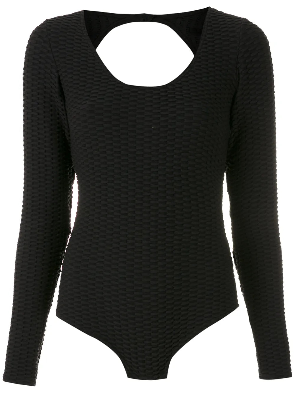 Texture-Effect Open Back Bodysuit