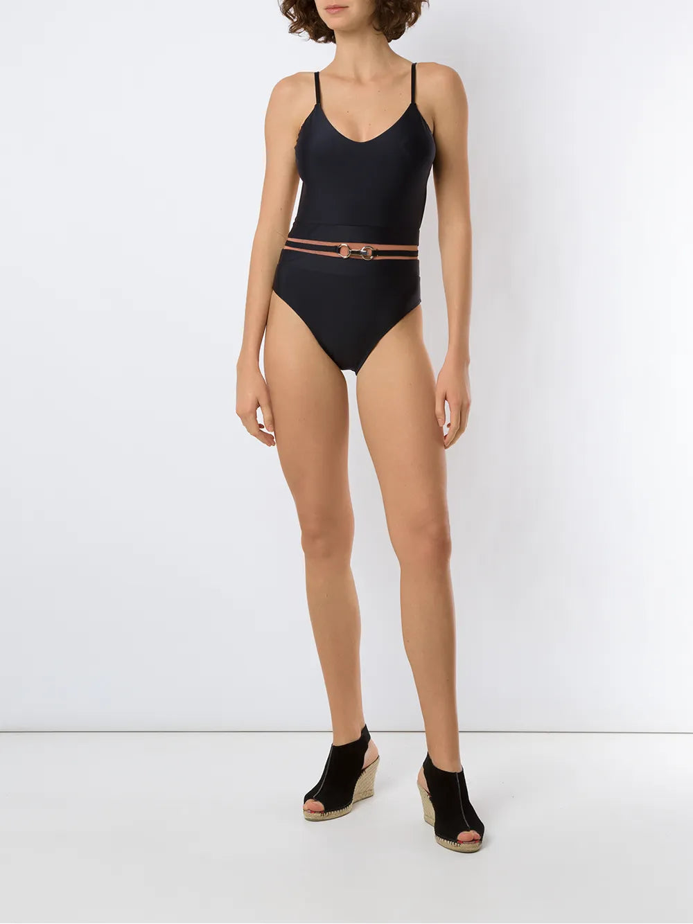Belted Open Back One Piece