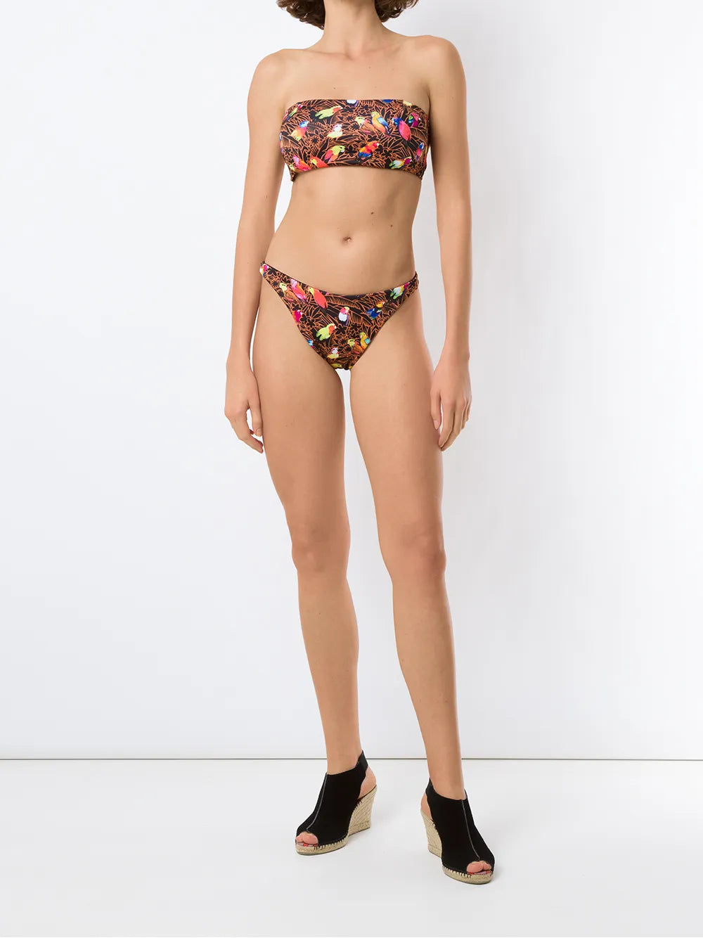 Parrot-Print Bandeau Bikini Set