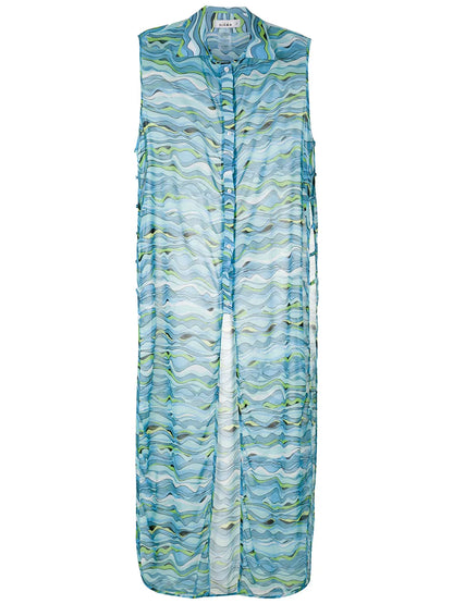 Wave-Print Maxi Kaftan