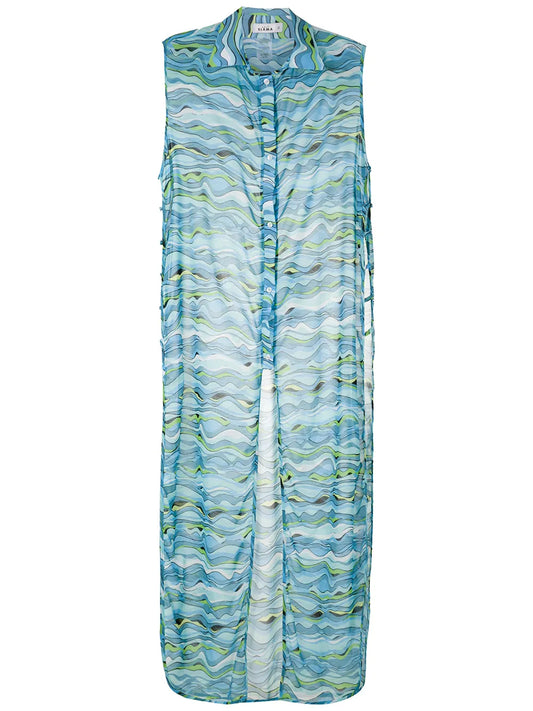 Wave-Print Maxi Kaftan