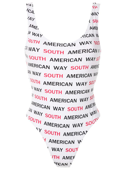 Graphic-Print Open Back One Piece