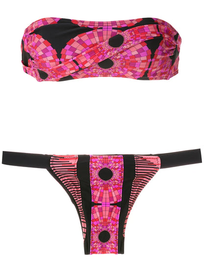 Patchwork Bandeau Bikini Set