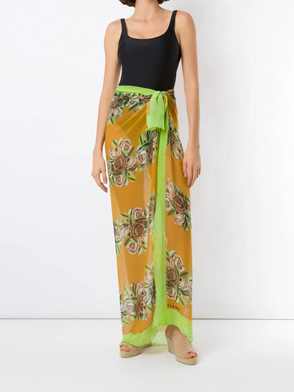 Rose-Print Long Sarong