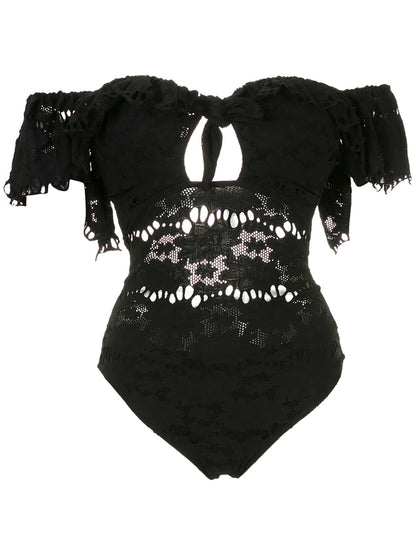 Off-Shoulder Floral Lace One Piece