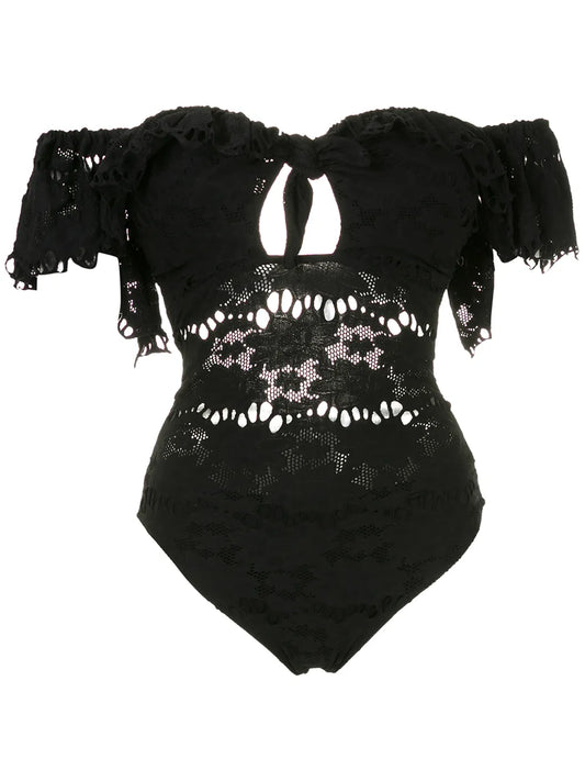 Off-Shoulder Floral Lace One Piece