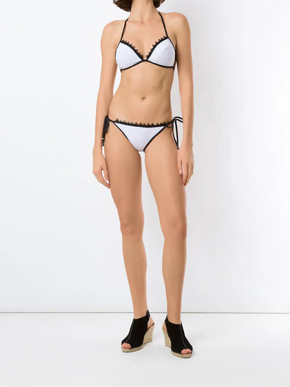 Lace Trim Triangle Bikini Set