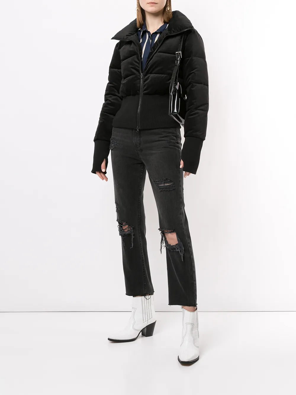 Glove-Detail Padded Jacket