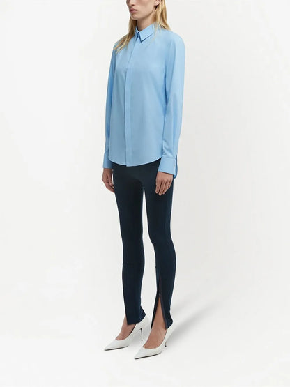 Concealed Fastening Cotton Shirt