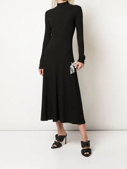 Long Sleeve Zip-Up Turtleneck Dress