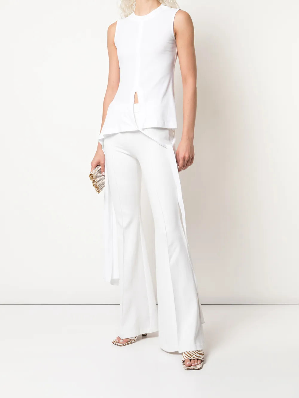 Sleeveless Knot-Detail T-Shirt