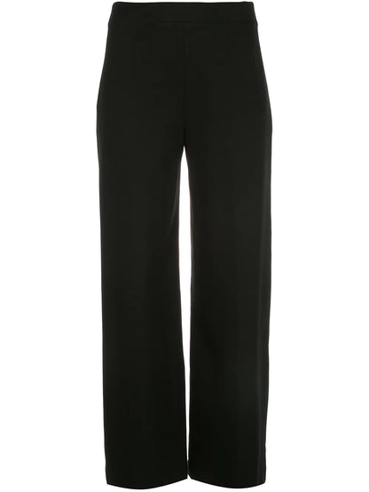 Pull-On Cropped Straight Trousers