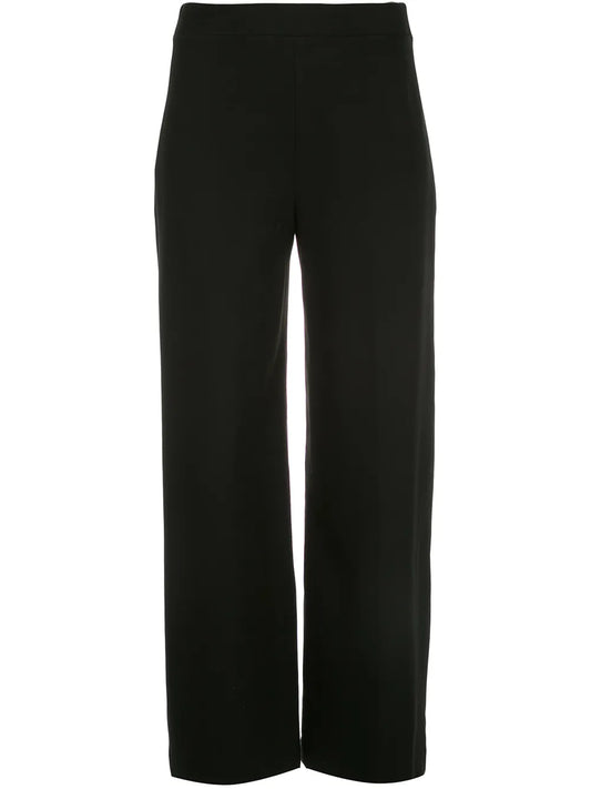 Pull-On Cropped Straight Trousers
