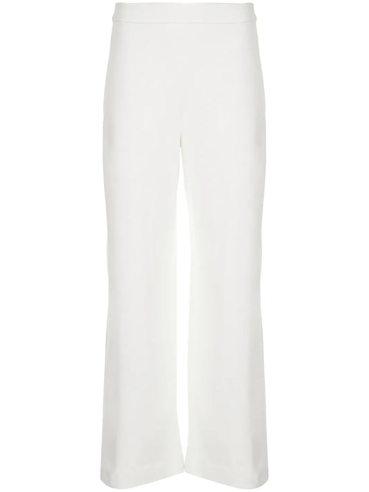 Pull-On Cropped Straight Trousers