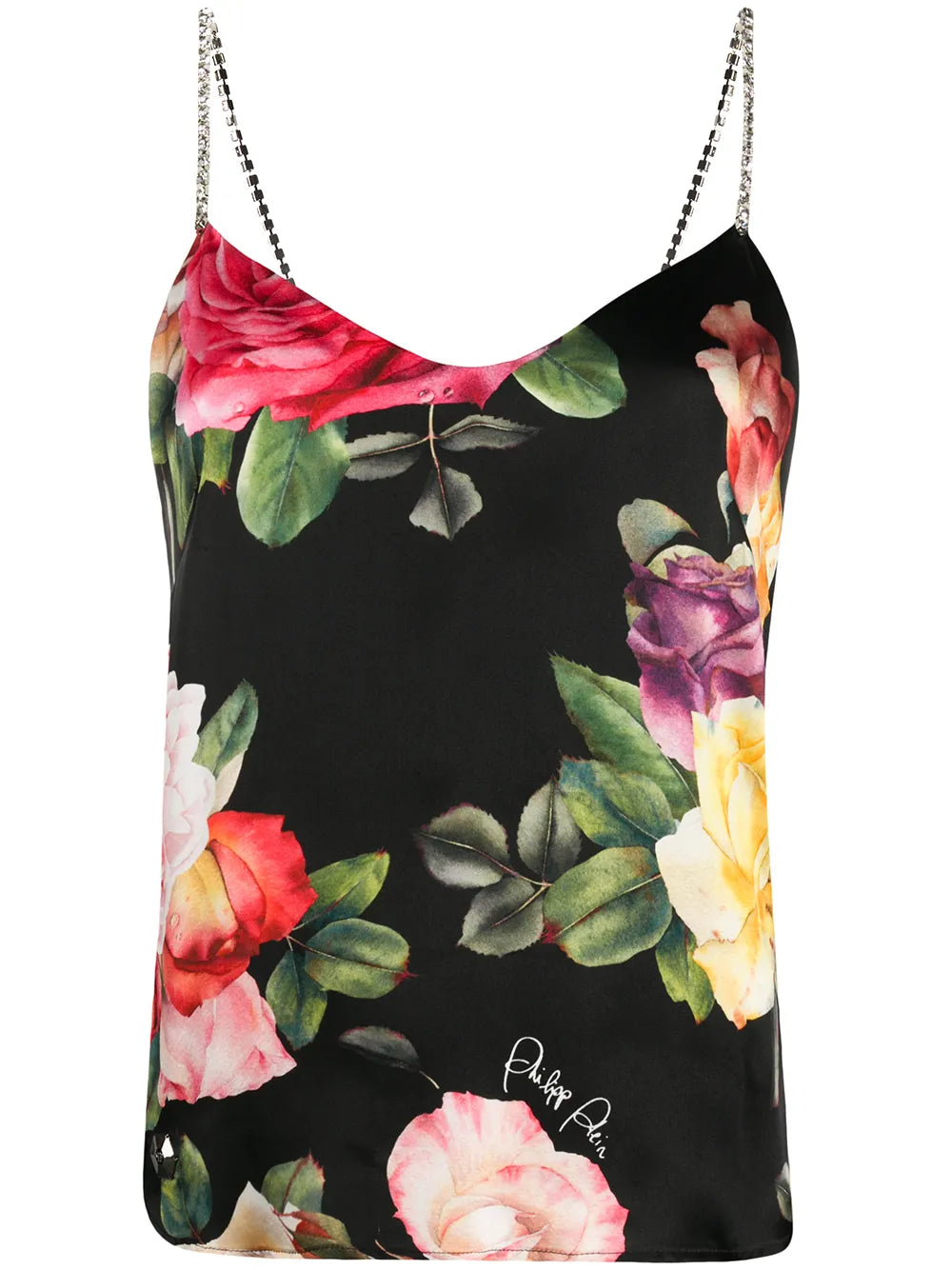 Holiday Flowers Print Silk Vest Top