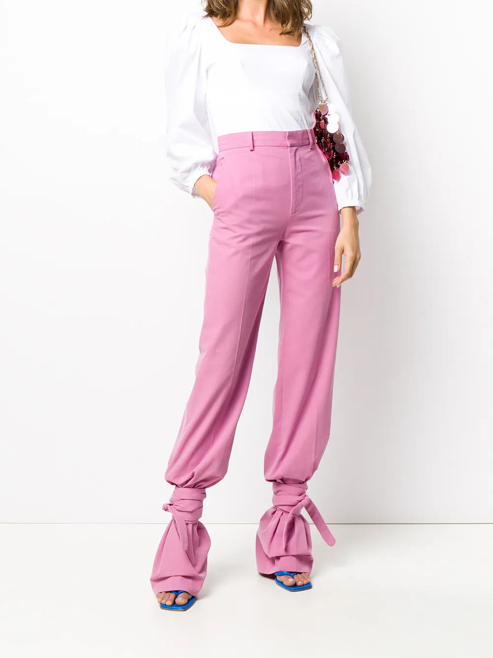High-Waisted Tie-Ankle Trousers