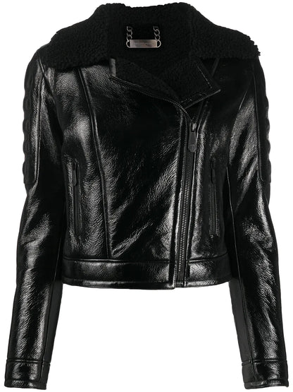 Shearling-Trimmed Moto Jacket