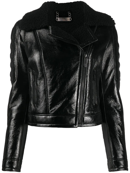 Shearling-Trimmed Moto Jacket