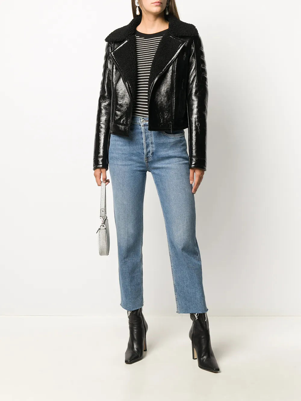 Shearling-Trimmed Moto Jacket
