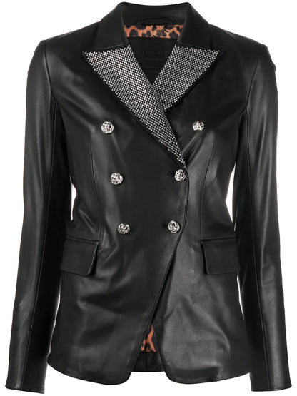 Crystal-Embellished Double-Breasted Jacket