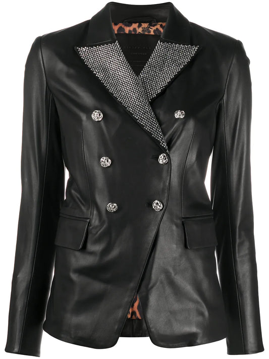 Crystal-Embellished Double-Breasted Jacket