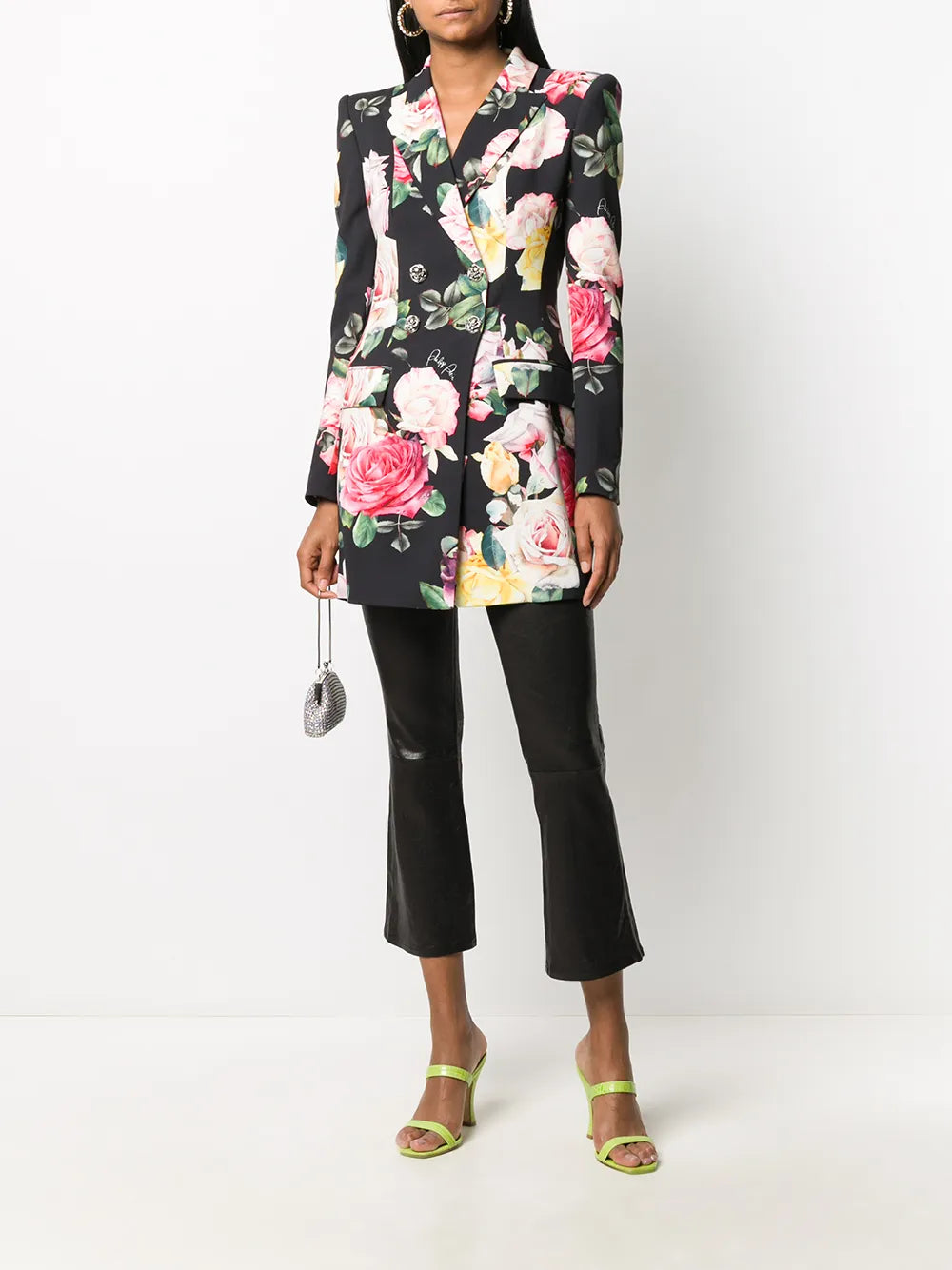 Floral Print Double-Breasted Blazer