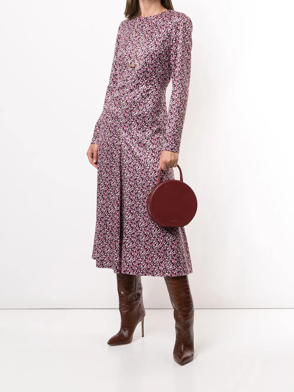Floral-Print Flared Panel Midi Dress