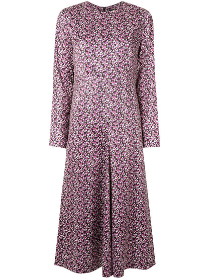 Floral-Print Flared Panel Midi Dress