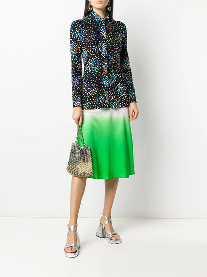 Geometric Print Long-Sleeve Blouse