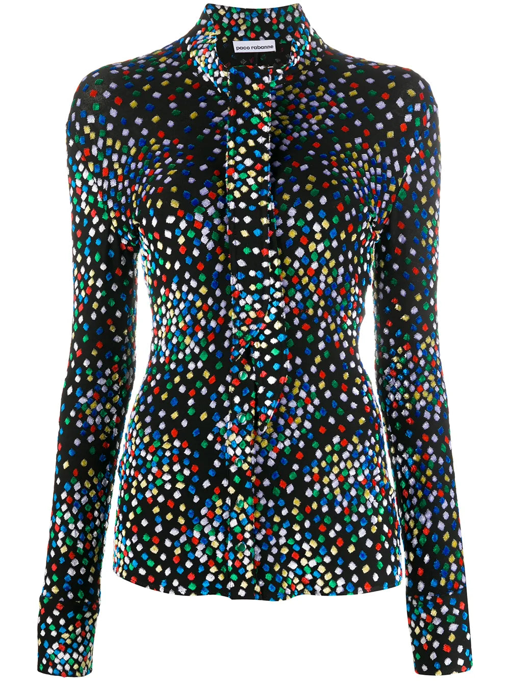 Geometric Print Long-Sleeve Blouse