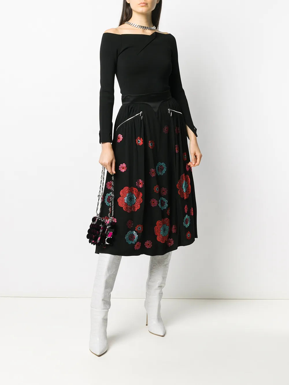 Crystal Floral Print Skirt