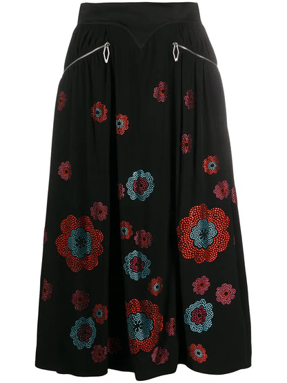 Crystal Floral Print Skirt