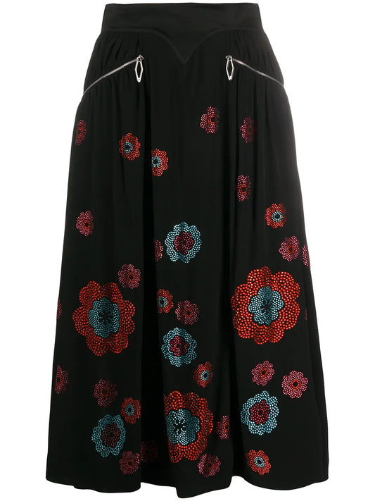 Crystal Floral Print Skirt