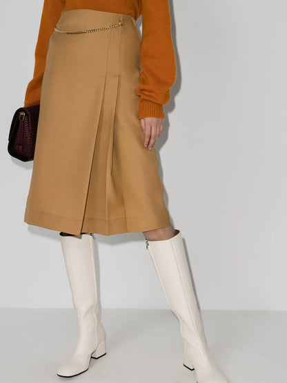 Chain Detail Midi Skirt