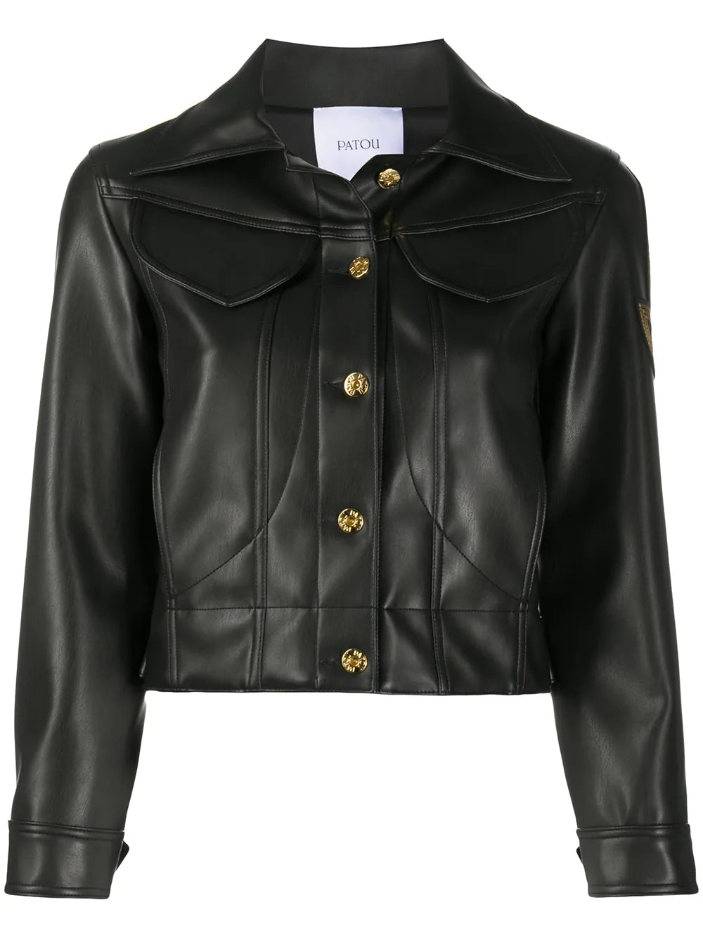 Logo-Embroidered Faux-Leather Jacket
