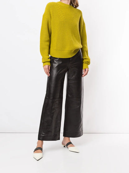 High-Rise Leather Culottes