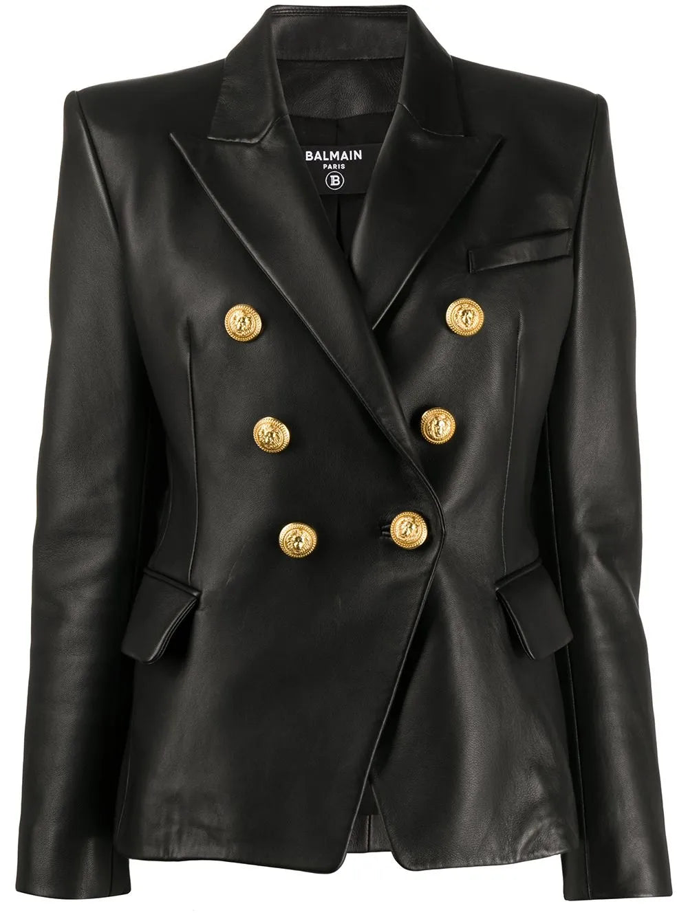 Double-Breasted Leather Blazer